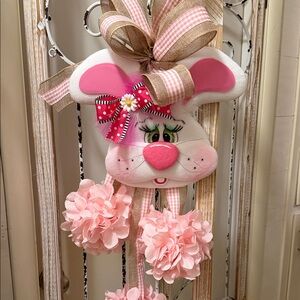Charming Bunny Wall Hanging with Pink Accents